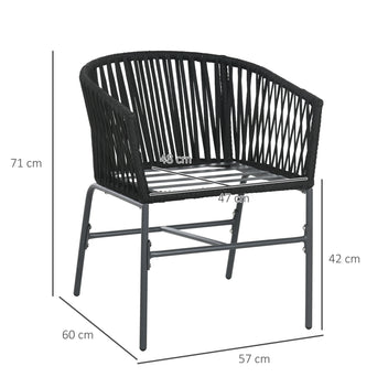 Polyrottinki trädgårdsstolar 2-delars set, 57 x 60 x 71 cm, mörkgrå
