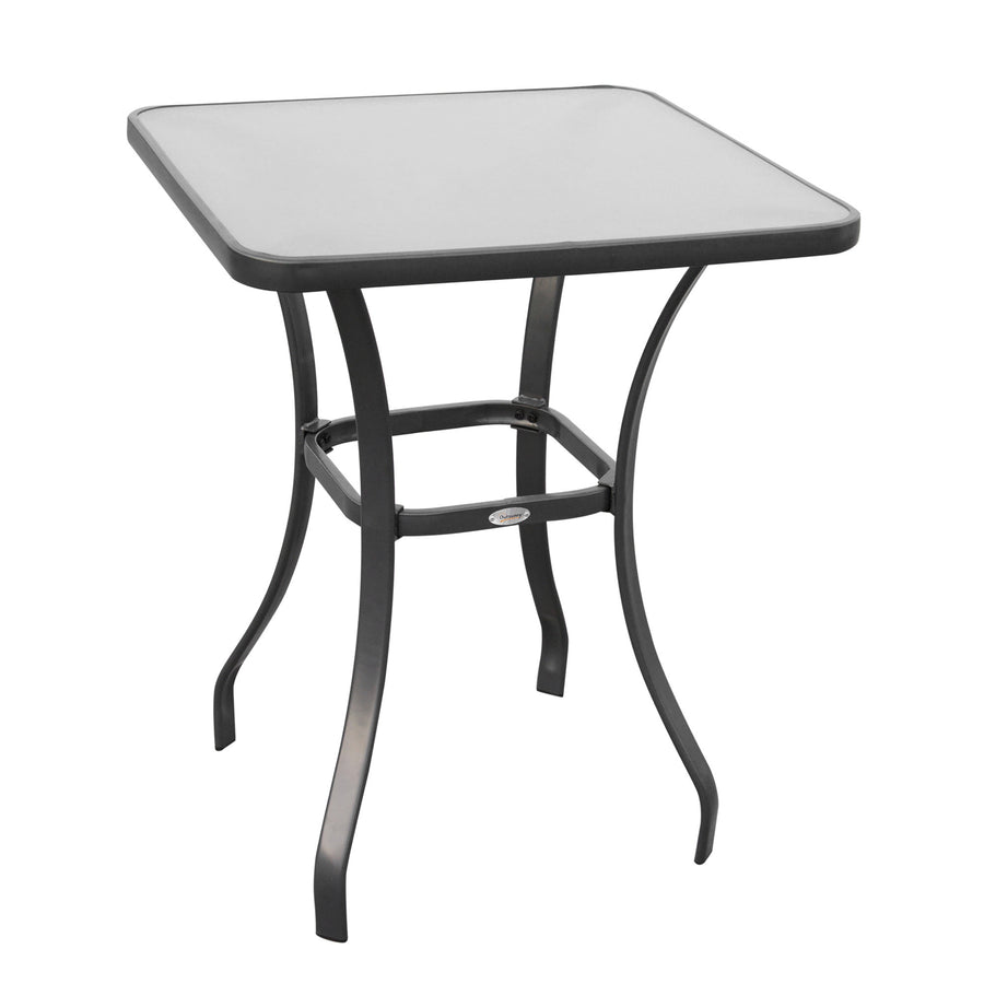 Trädgårdsbord / Bistrobord, 68,5 x 68,5 x 84 cm, stål / härdat glas, svart