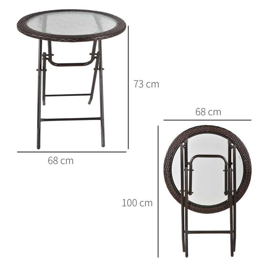 Hopfällbart trädgårdsbord 68 x 68 x 73 cm, brunt