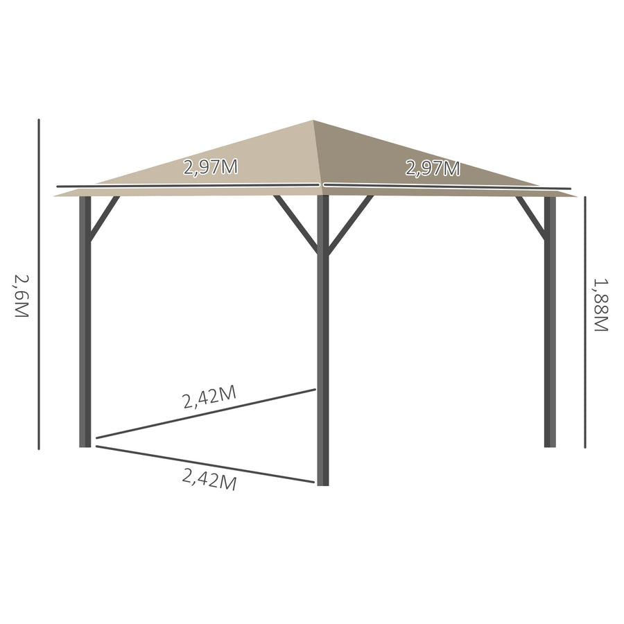 Puutarhapaviljonki 3 x 3 m, Khaki