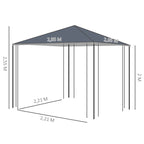 Puutarhapaviljonki 3 x 3m, Harmaa