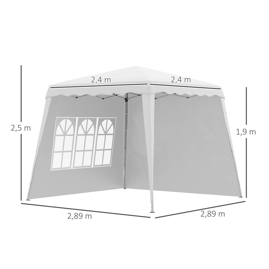 Pop-up-tält 2,4 x 2,4 m, vitt