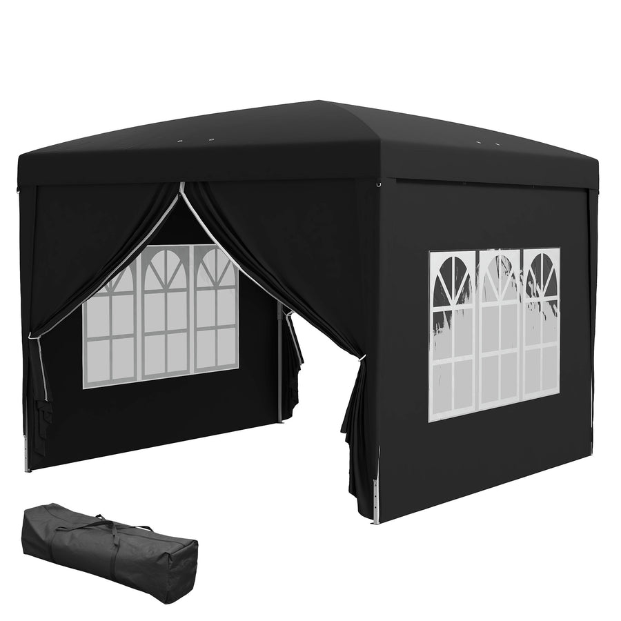 POP-UP partytält med avtagbara sidoväggar, 3 x 3 m, svart