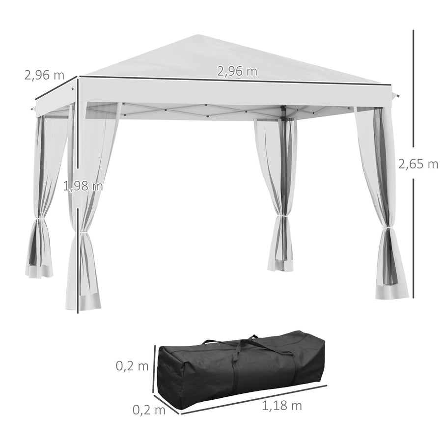 Pop-up-tält 3 x 3 m, krämvit