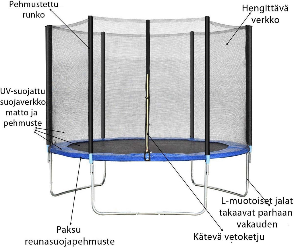 POHJOLAPULSE SPORTS Trampoliini Premium Ø 360cm Turvaverkolla, Vihreä