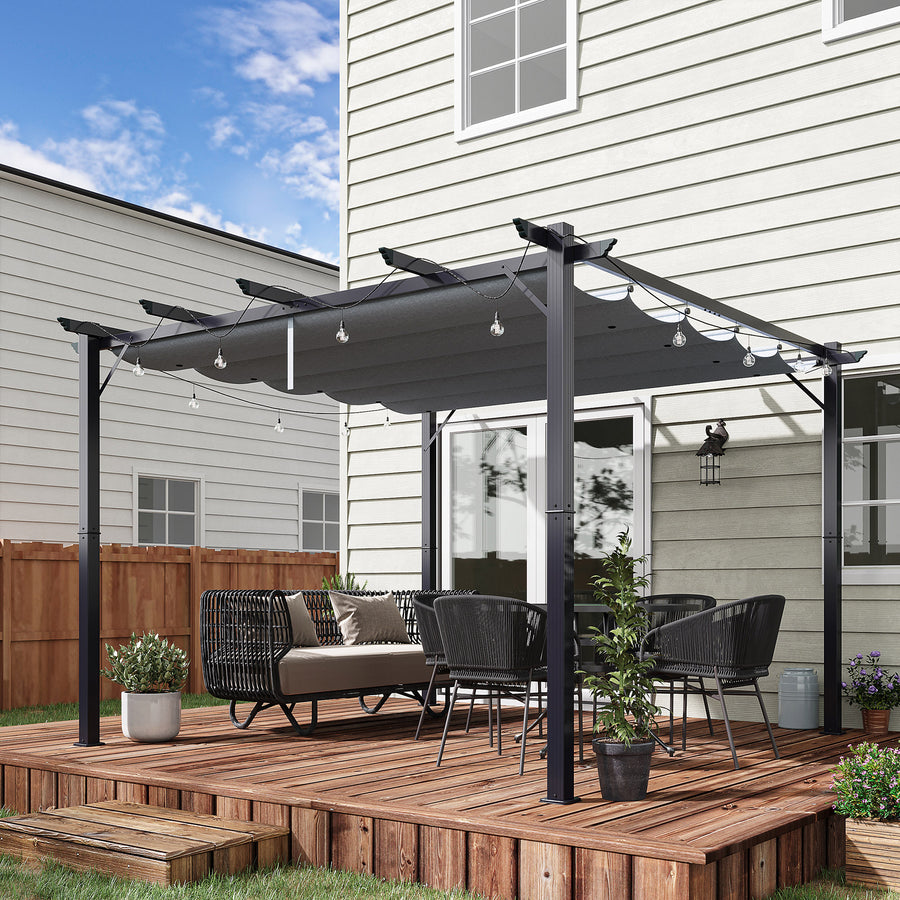Pergola / Terrassöverbyggnad 3x3m, Mörkgrå