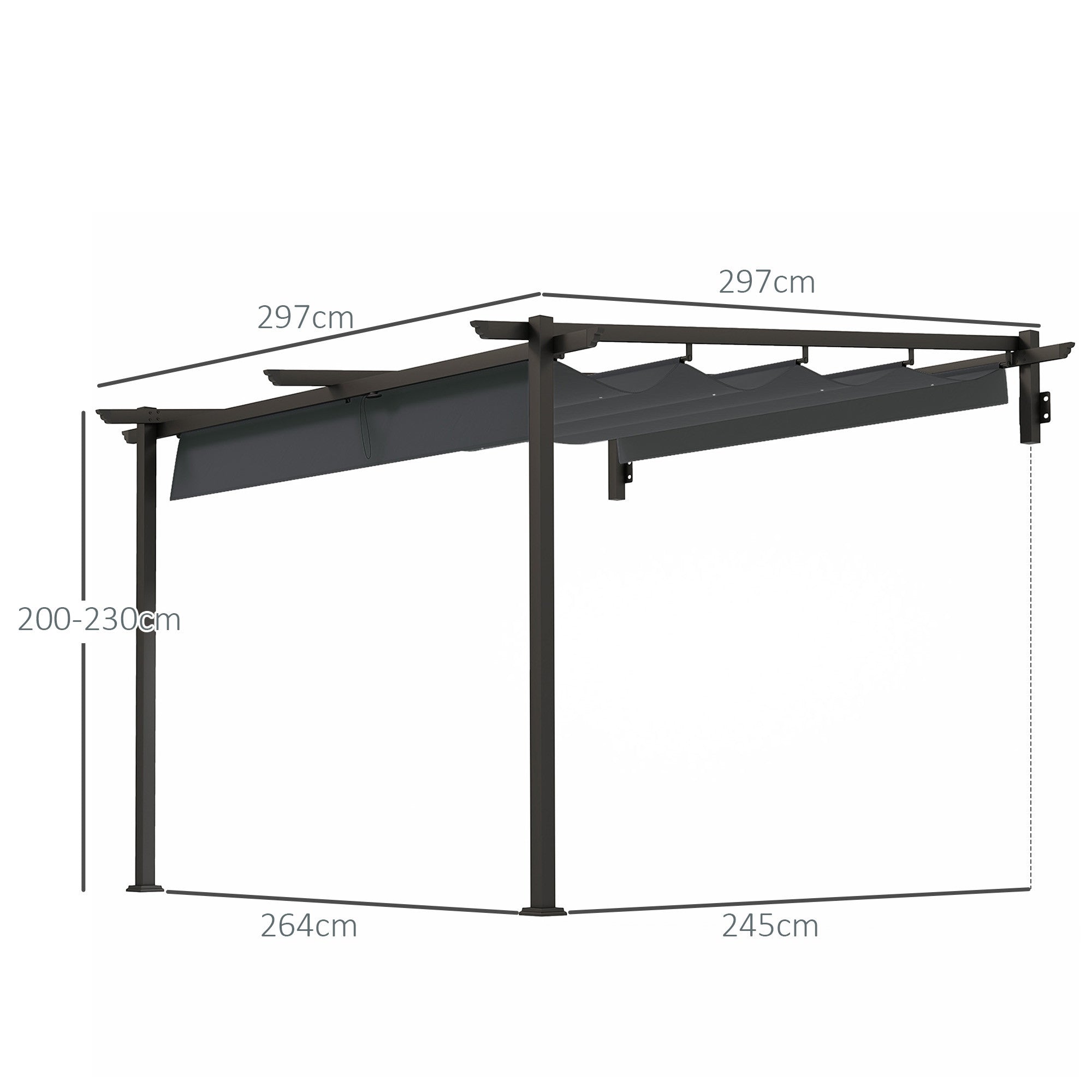 Pergola / Terassikatos 3x3m, Harmaa