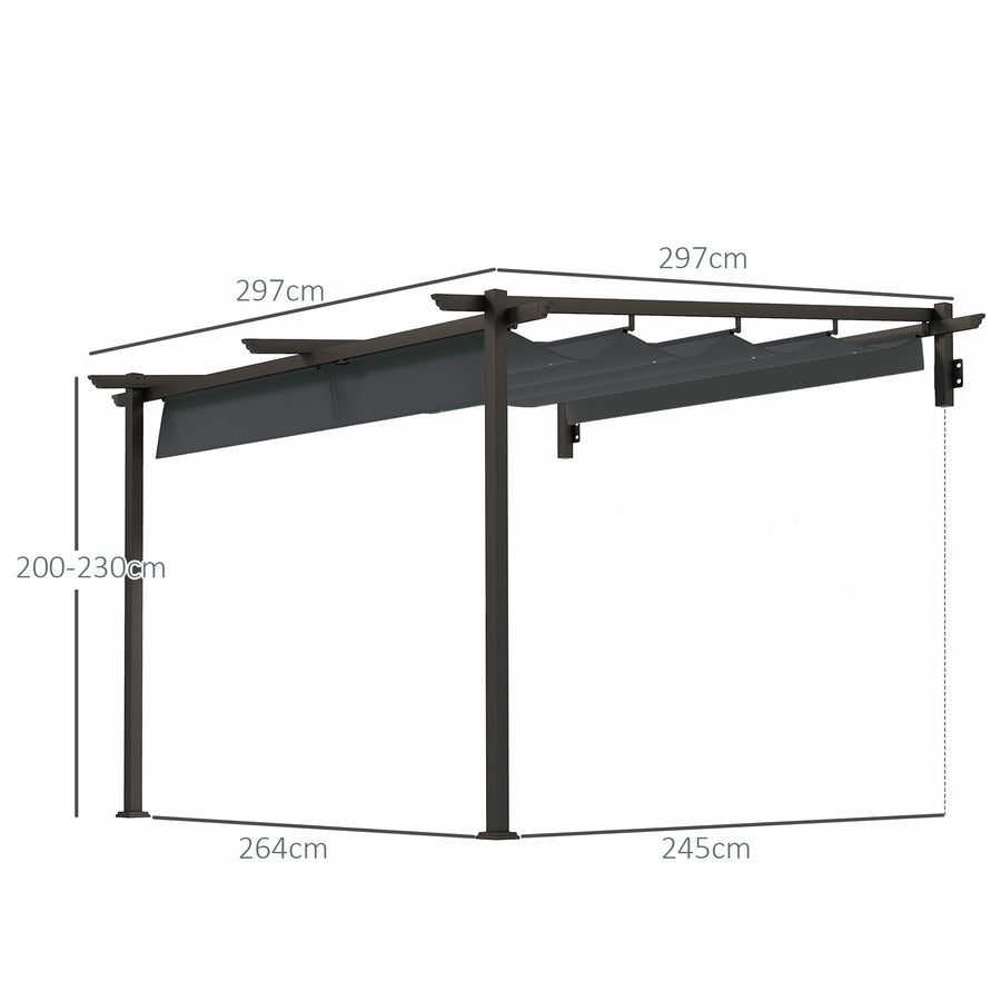 Pergola / Terrassöverbyggnad 3x3m, Grå