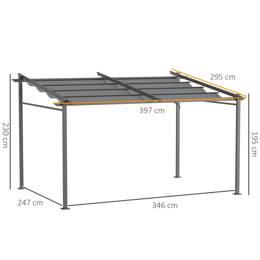 Pergola / Terrassöverbyggnad 4x3m, Mörkgrå