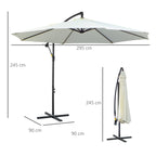 Säädettävä Aurinkovarjo 3x3m, Kermanvalkoinen