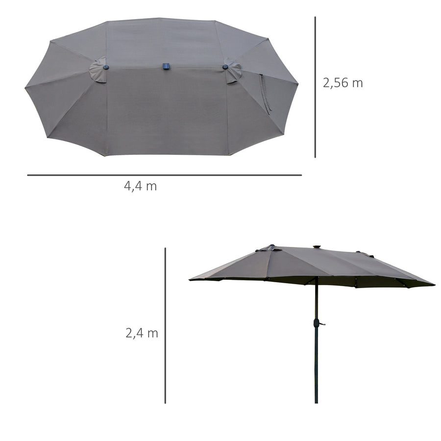 XXL Aurinkovarjo 440 x 260cm LED-Valoilla, Tummanharmaa