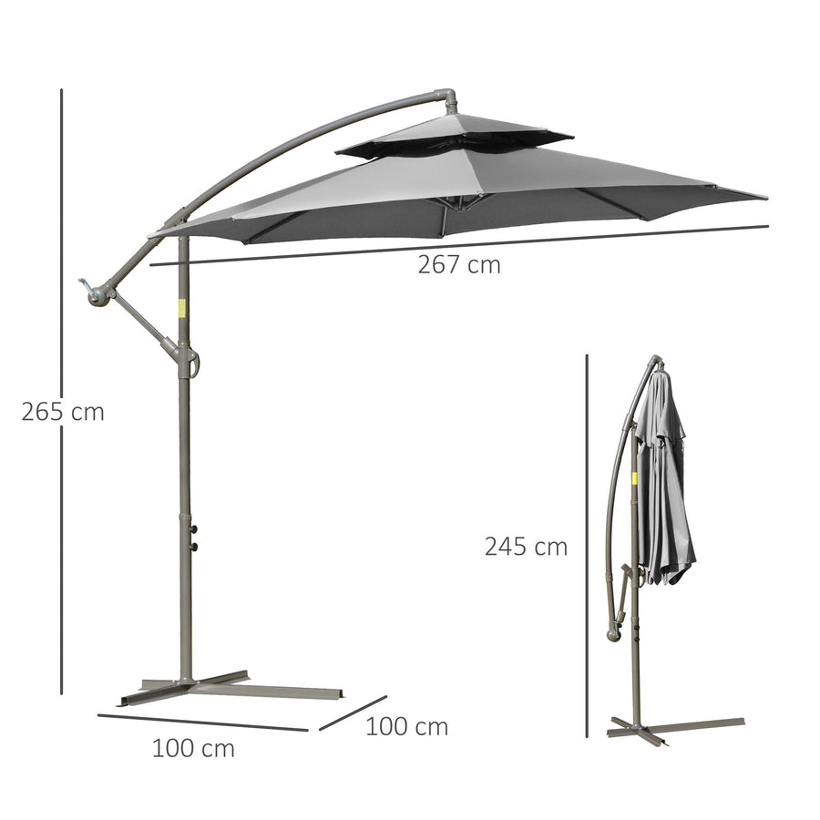Aurinkovarjo 267cm, Vaaleanharmaa