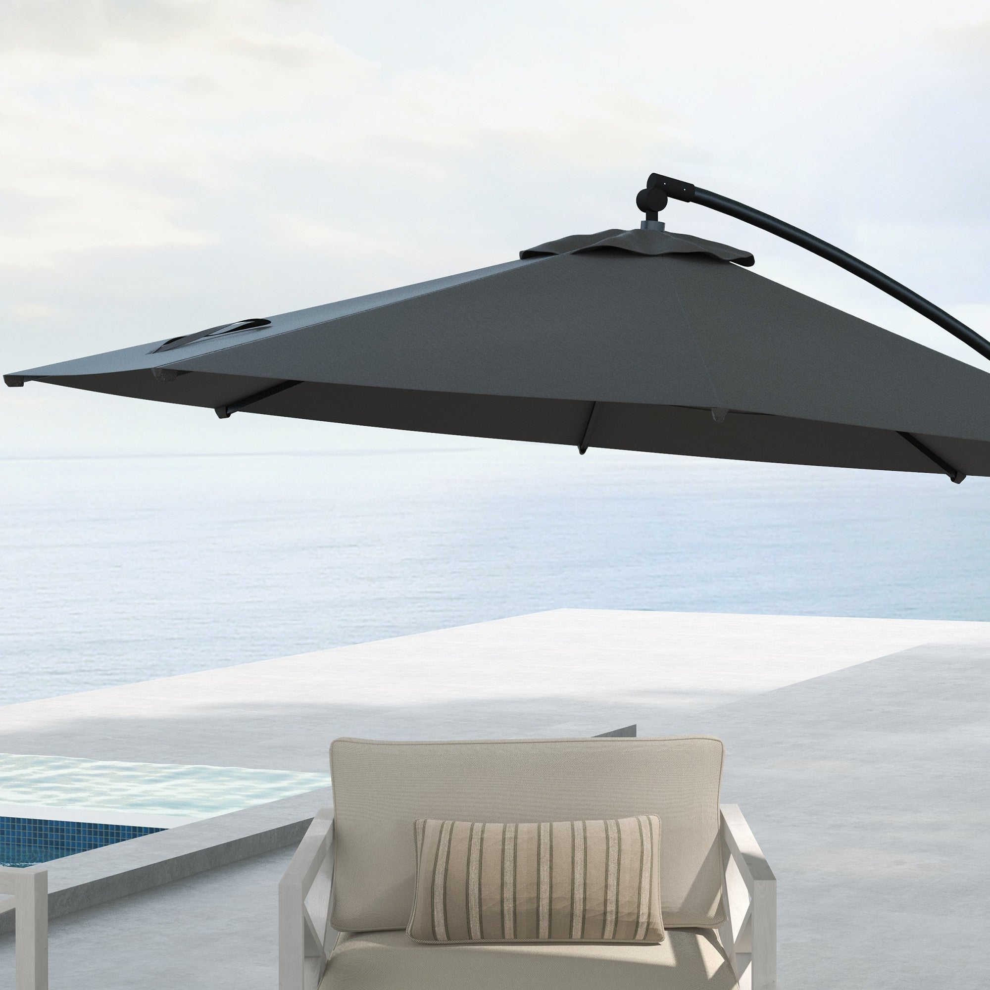 Riippuva Aurinkovarjo 293cm, Harmaa