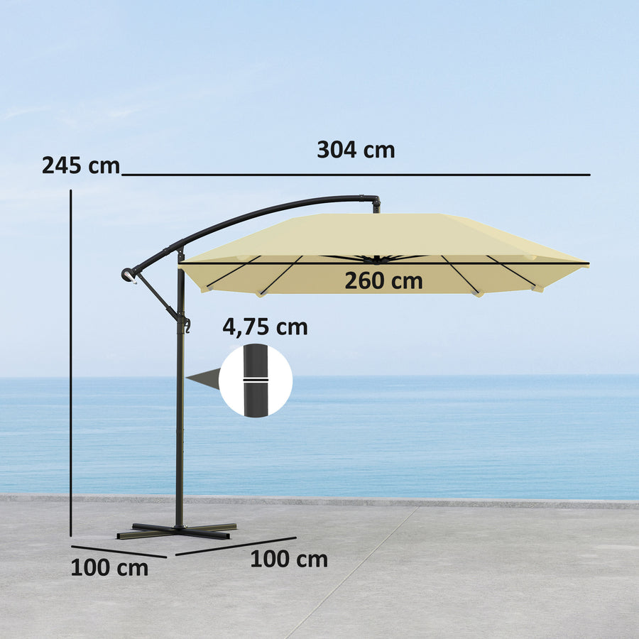 Riippuva Aurinkovarjo 260cm, Beige