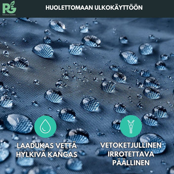 Ulkosohvaryhmä 5-osainen – 3-istuttava sohva, 2 tuolia, 2 pöytää, musta