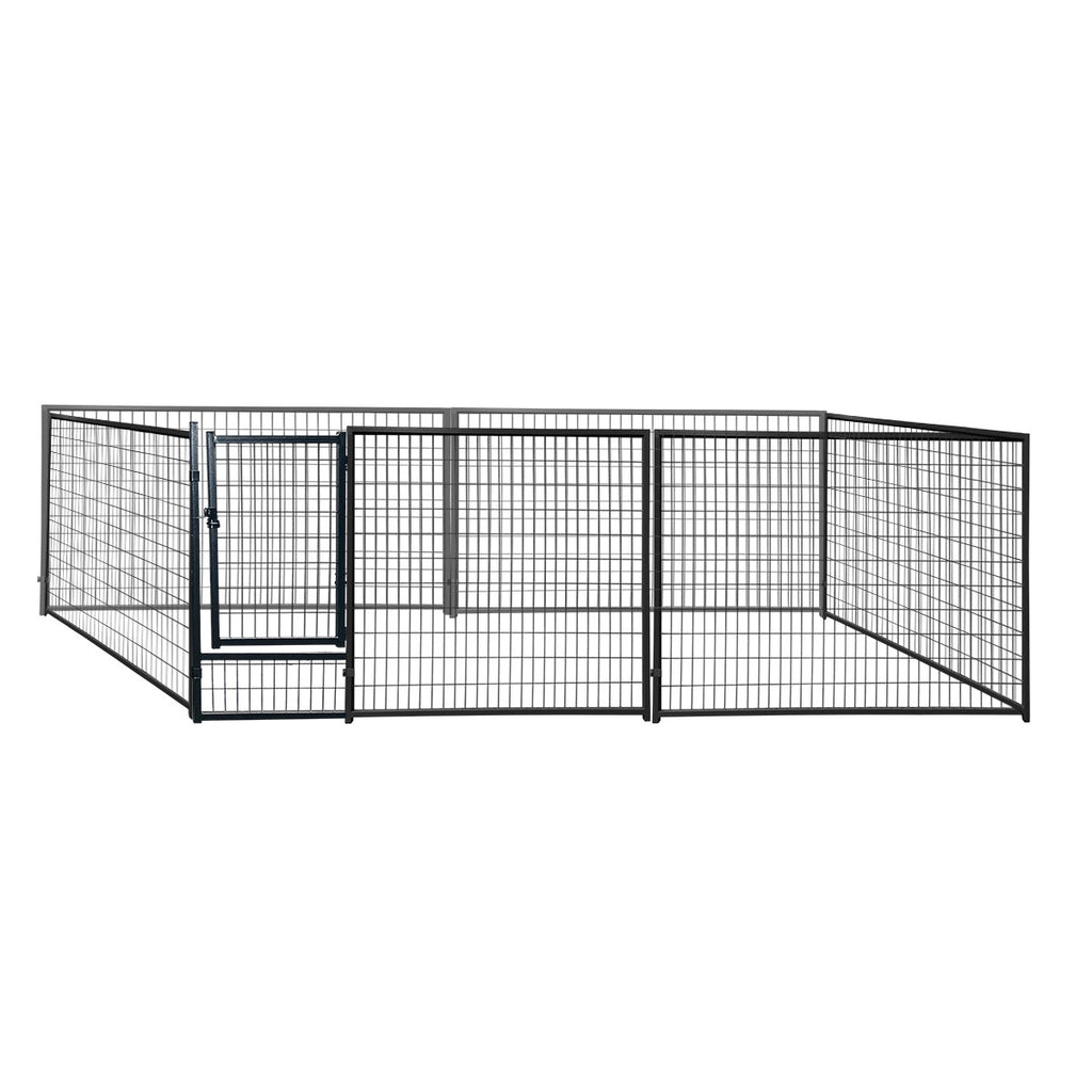 POHJOLAN LEMMIKKITARVIKE Matala Koiratarha 4 x 2 x 1,15 m, 8m2 Elementtitarha, Musta Teräs