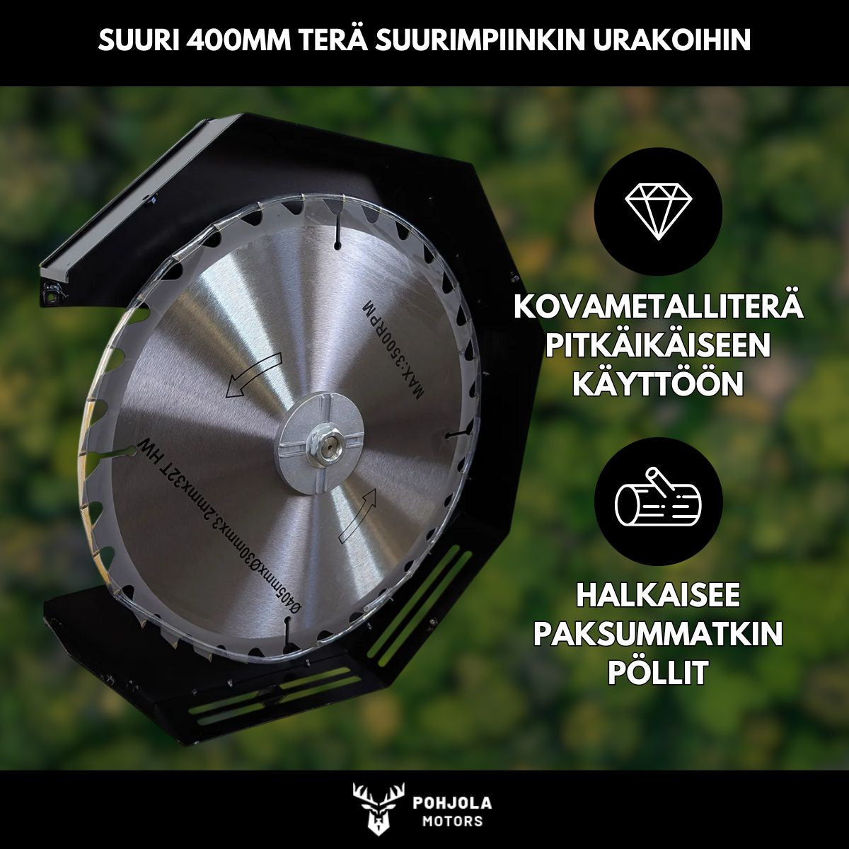 Klapisirkkeli 400 mm – 2200 W, 230 V, skärkapacitet 1000 x 140 mm