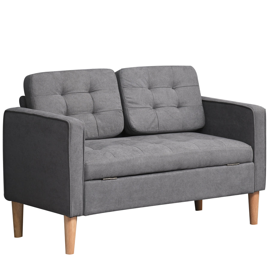2-sits soffa med förvaring 117 x 62 x 78 cm, sammet, mörkgrå
