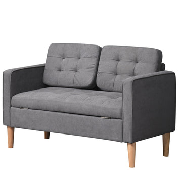 2-sits soffa med förvaring 117 x 62 x 78 cm, sammet, mörkgrå