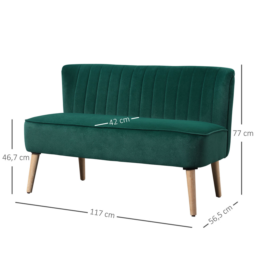 Retro Sohva 2-Istuttava, 117 x 56.5 x 77 cm, Vihreä