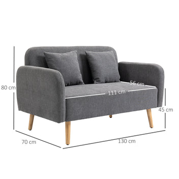 2-sits soffa 130 x 70 x 80 cm, sammet, grå