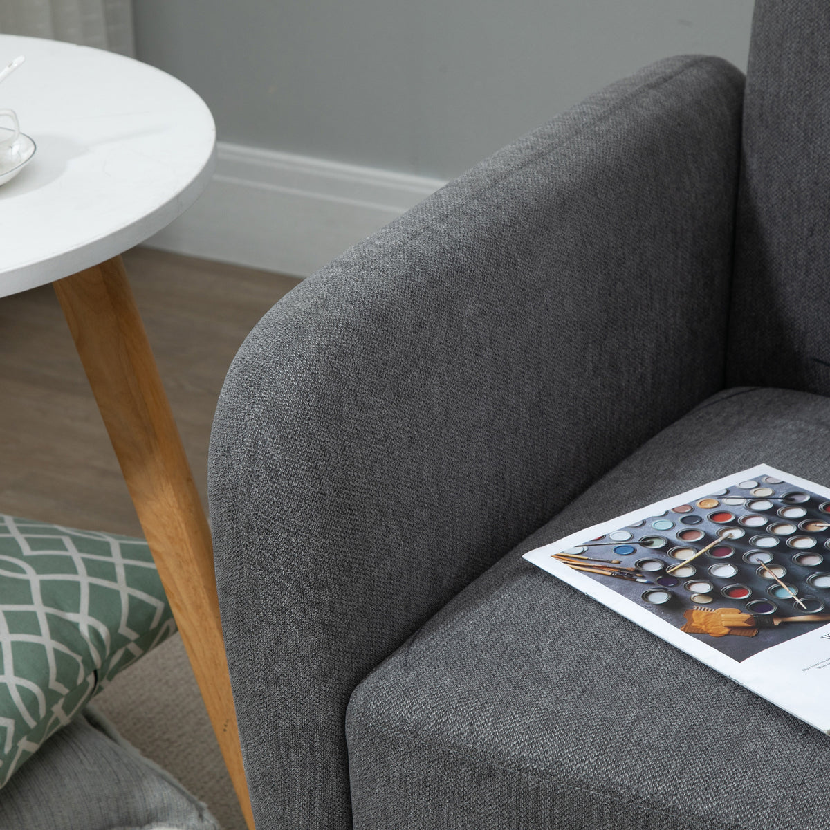 2-sits soffa 130 x 70 x 80 cm, sammet, grå