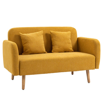 2-sits soffa 130 x 70 x 80 cm, sammet, gul