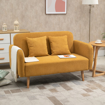 2-sits soffa 130 x 70 x 80 cm, sammet, gul