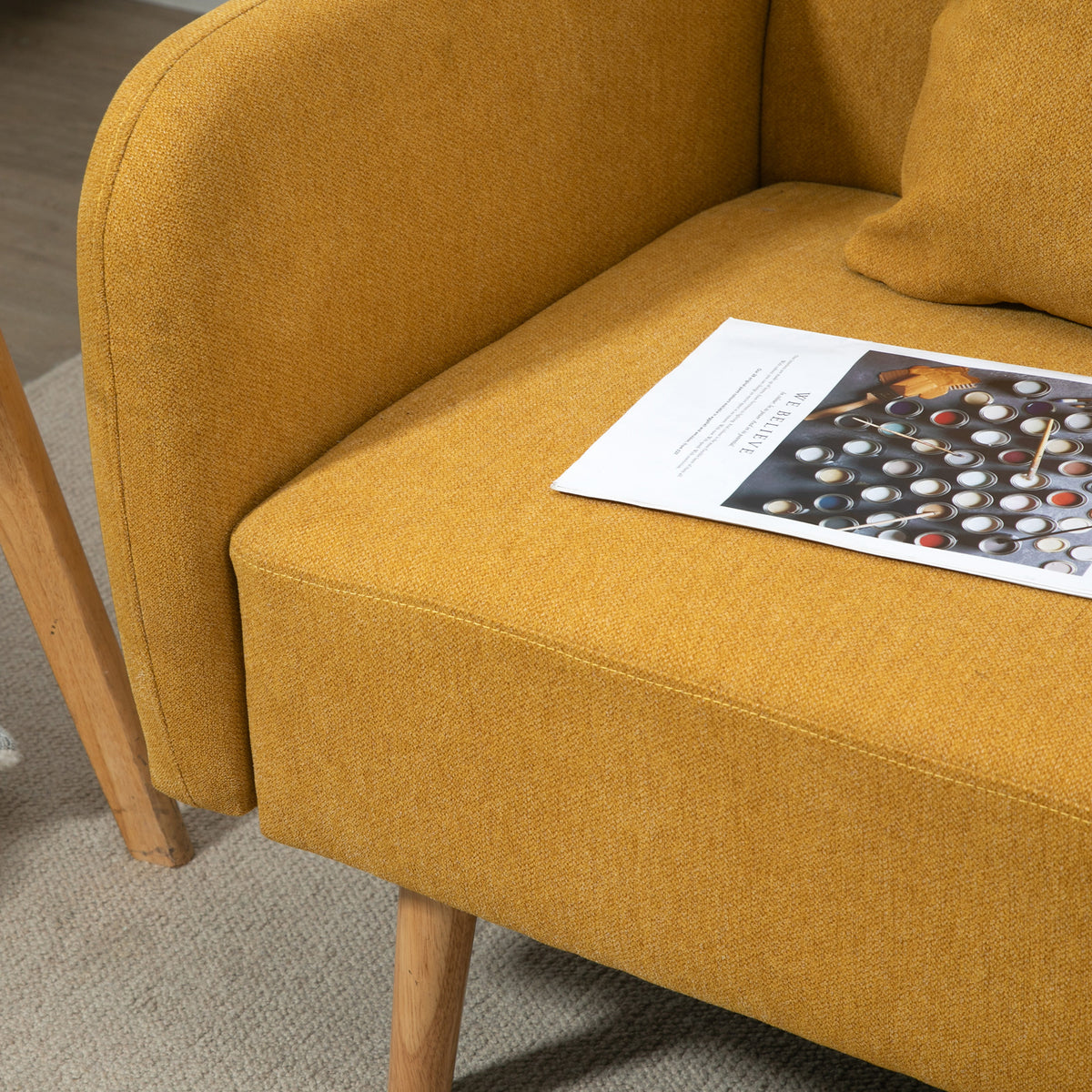 2-sits soffa 130 x 70 x 80 cm, sammet, gul