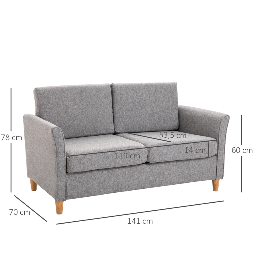 2-sits soffa 141 x 70 x 78 cm, ljusgrå