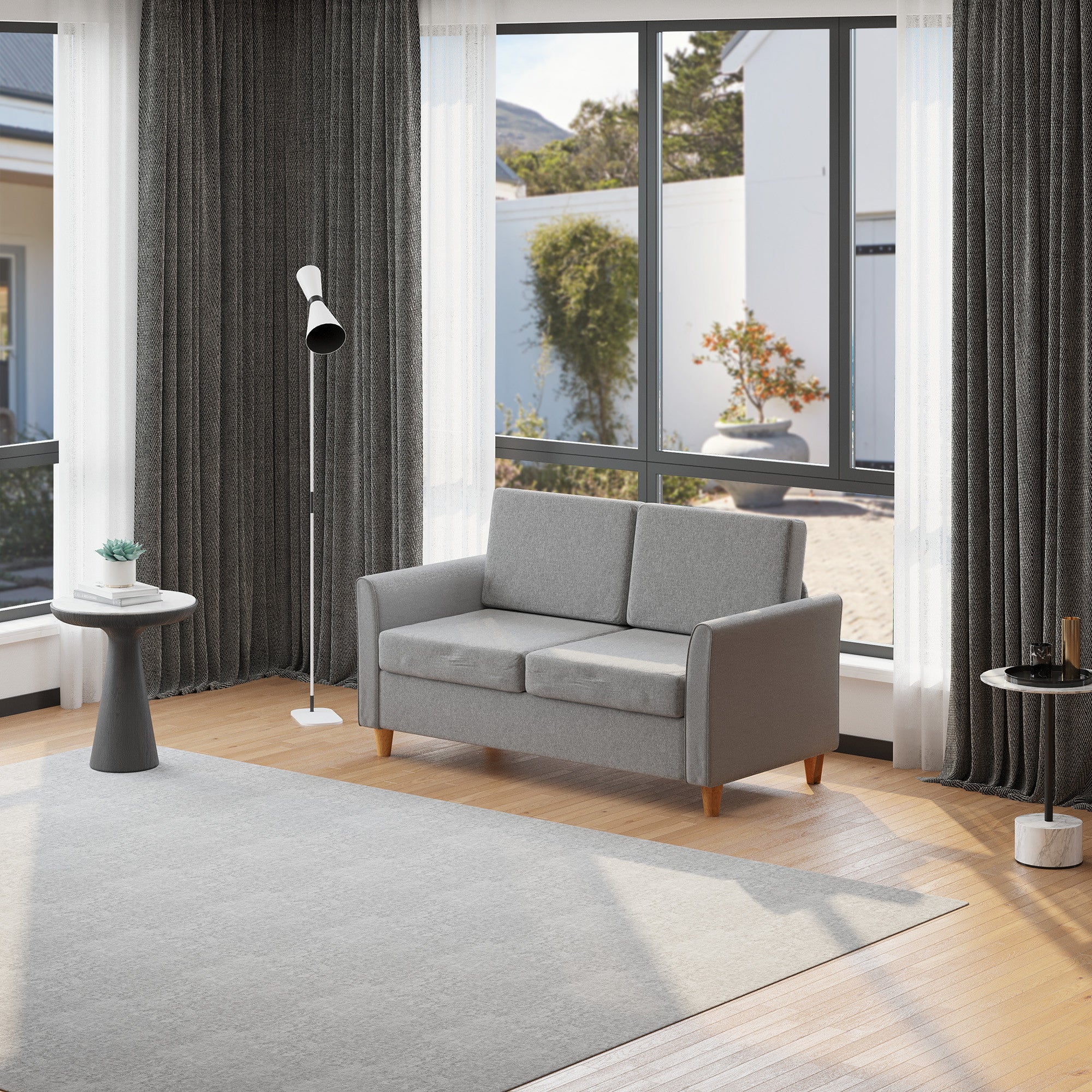 2-Istuttava Sohva 141 x 70 x 78 cm, Vaaleanharmaa