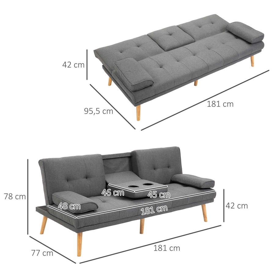 Skandinavisk 3-sits soffbädd, mörkgrå