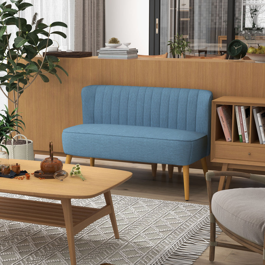 Retro soffa 2-sits, 117 x 56,5 x 77 cm, ljusblå