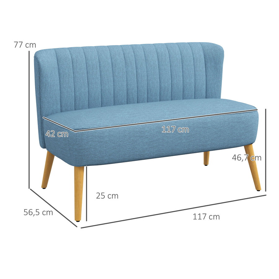 Retro soffa 2-sits, 117 x 56,5 x 77 cm, ljusblå