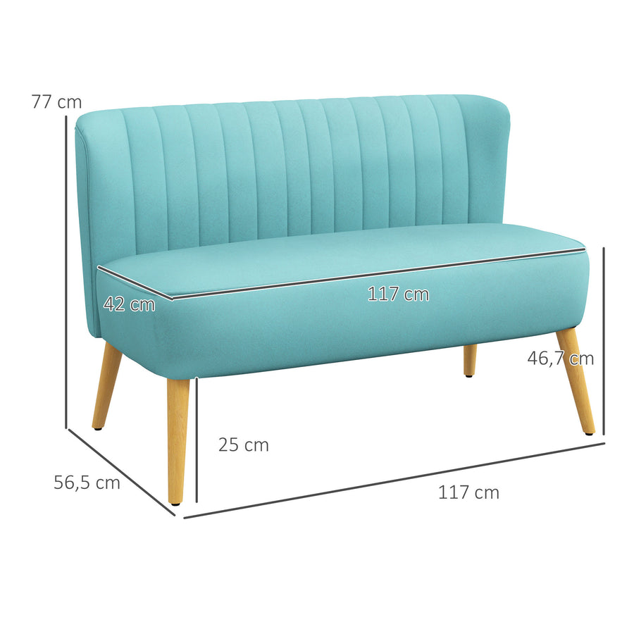 Retro Sohva 2-Istuttava, 117 x 56.5 x 77 cm, Turkoosi