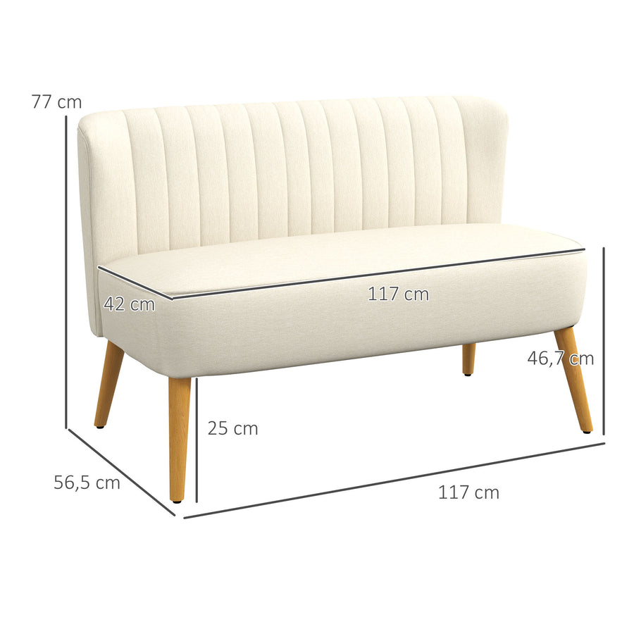 Retro Sohva 2-Istuttava, 117 x 56.5 x 77 cm, Kermanvalkoinen