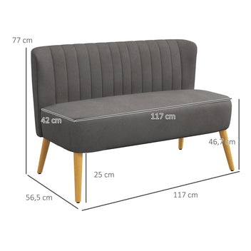 Retro soffa 2-sits, 117 x 56,5 x 77 cm, grå