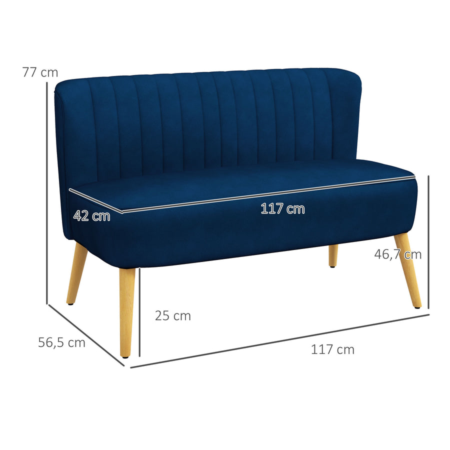 Retro Sohva 2-Istuttava, 117 x 56.5 x 77 cm, Laivastonsininen