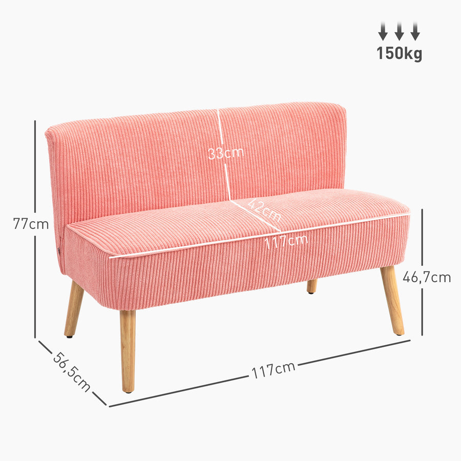 Retro Sohva 2-Istuttava, 117 x 56.5 x 77 cm, Koralli