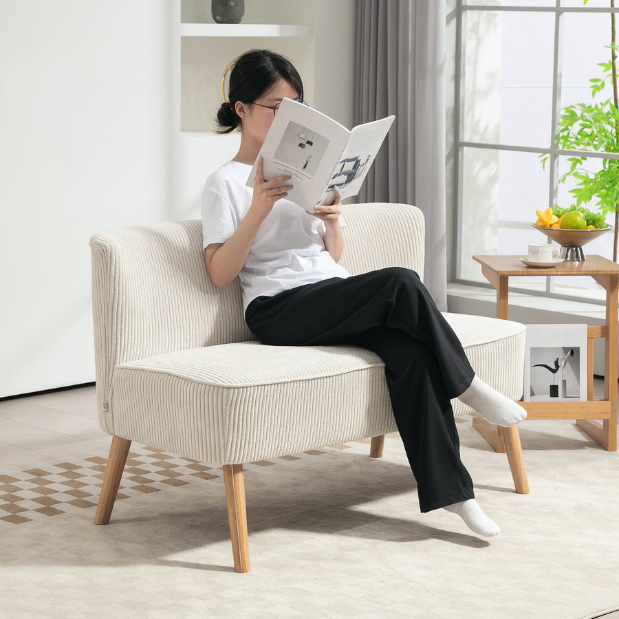 Retro soffa 2-sits, 117 x 56,5 x 77 cm, beige