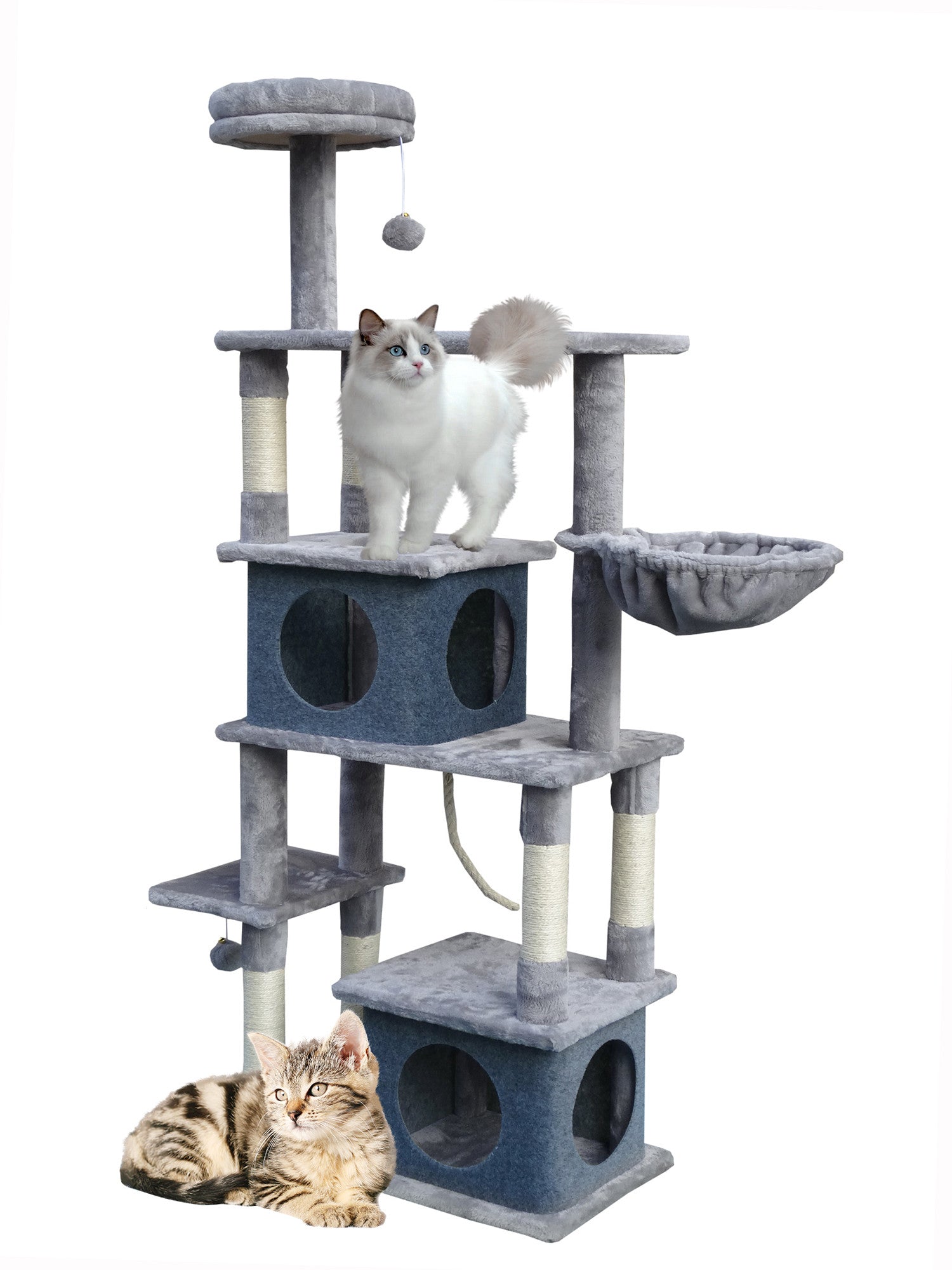 POHJOLAN LEMMIKKITARVIKE Kissan kiipeily-/raapimispuu 162 cm, Vaalean Harmaa