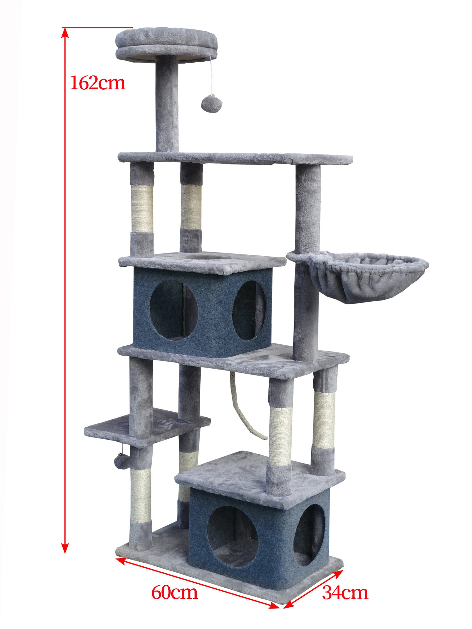 POHJOLAN LEMMIKKITARVIKE Kissan kiipeily-/raapimispuu 162 cm, Vaalean Harmaa