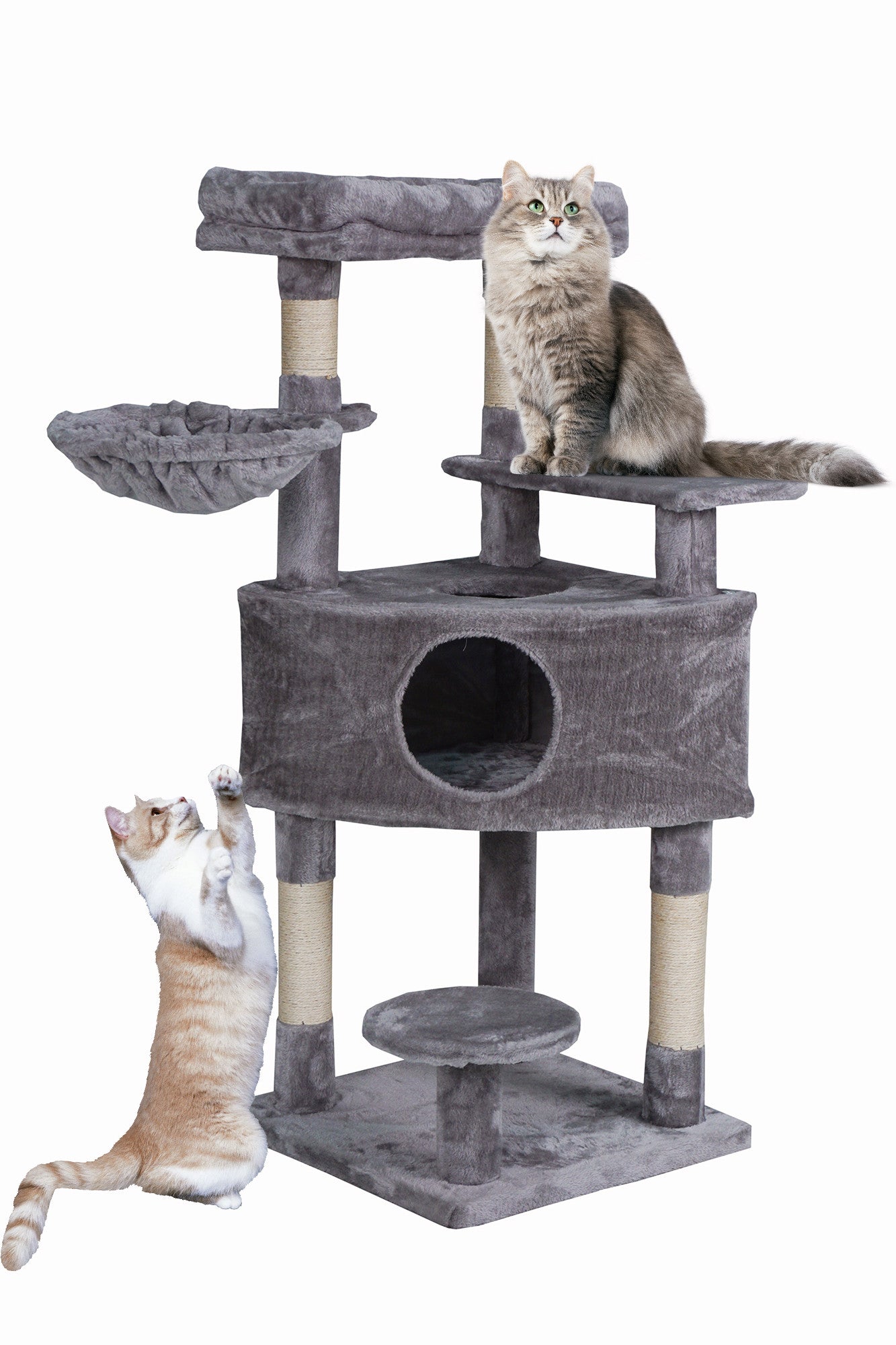 POHJOLAN LEMMIKKITARVIKE Kissan kiipeily-/raapimispuu 117cm, Vaalean Harmaa