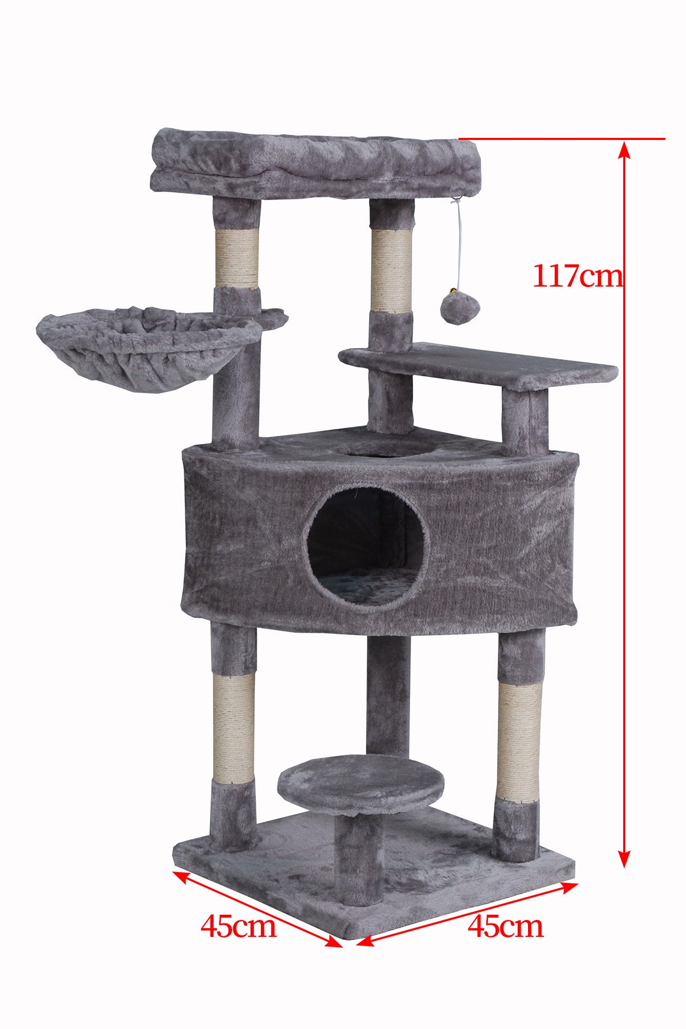 POHJOLAN LEMMIKKITARVIKE Kissan kiipeily-/raapimispuu 117cm, Vaalean Harmaa