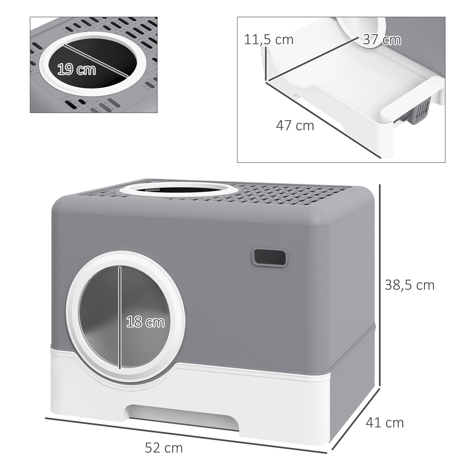 Kissan Hiekkalaatikko Vetolaatikolla 52 x 41 x 38.5 cm, Harmaa