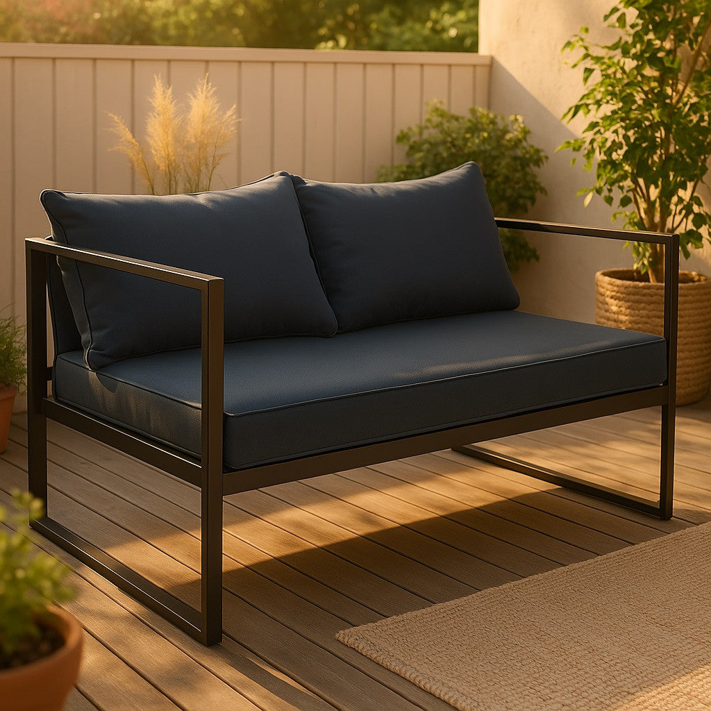 POHJOLA GARDEN 2-istuttava Ulkosohva ISLA 130 CM, Musta / harmaa