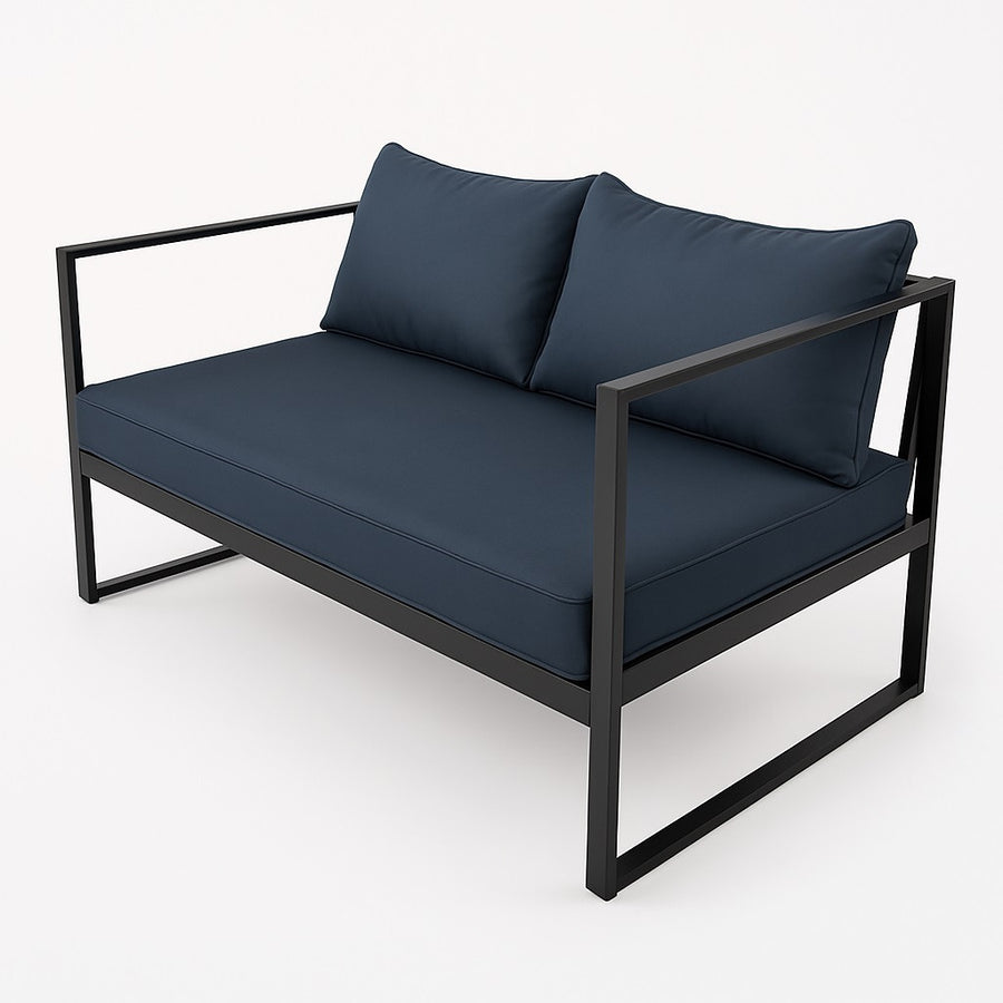 2-istuttava ulkosohva 130 x 75 cm – 10 cm pehmusteet, teräsrunko, musta/harmaa