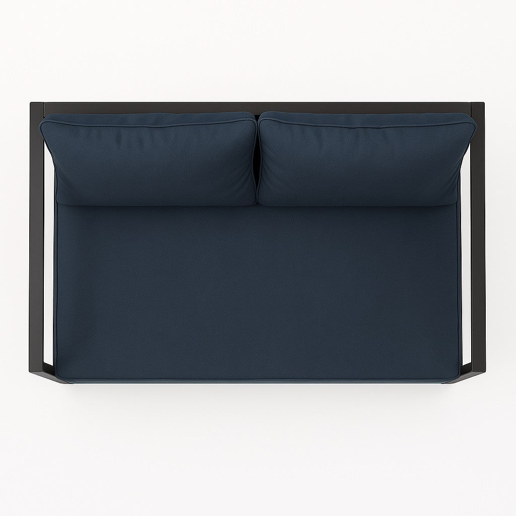 2-istuttava ulkosohva 130 x 75 cm – 10 cm pehmusteet, teräsrunko, musta/harmaa
