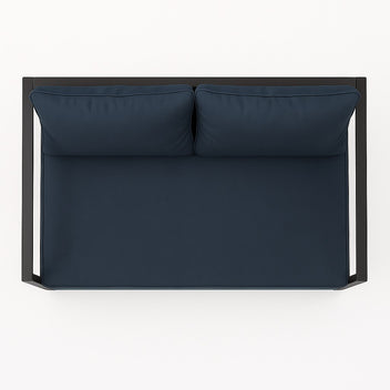 2-istuttava ulkosohva 130 x 75 cm – 10 cm pehmusteet, teräsrunko, musta/harmaa