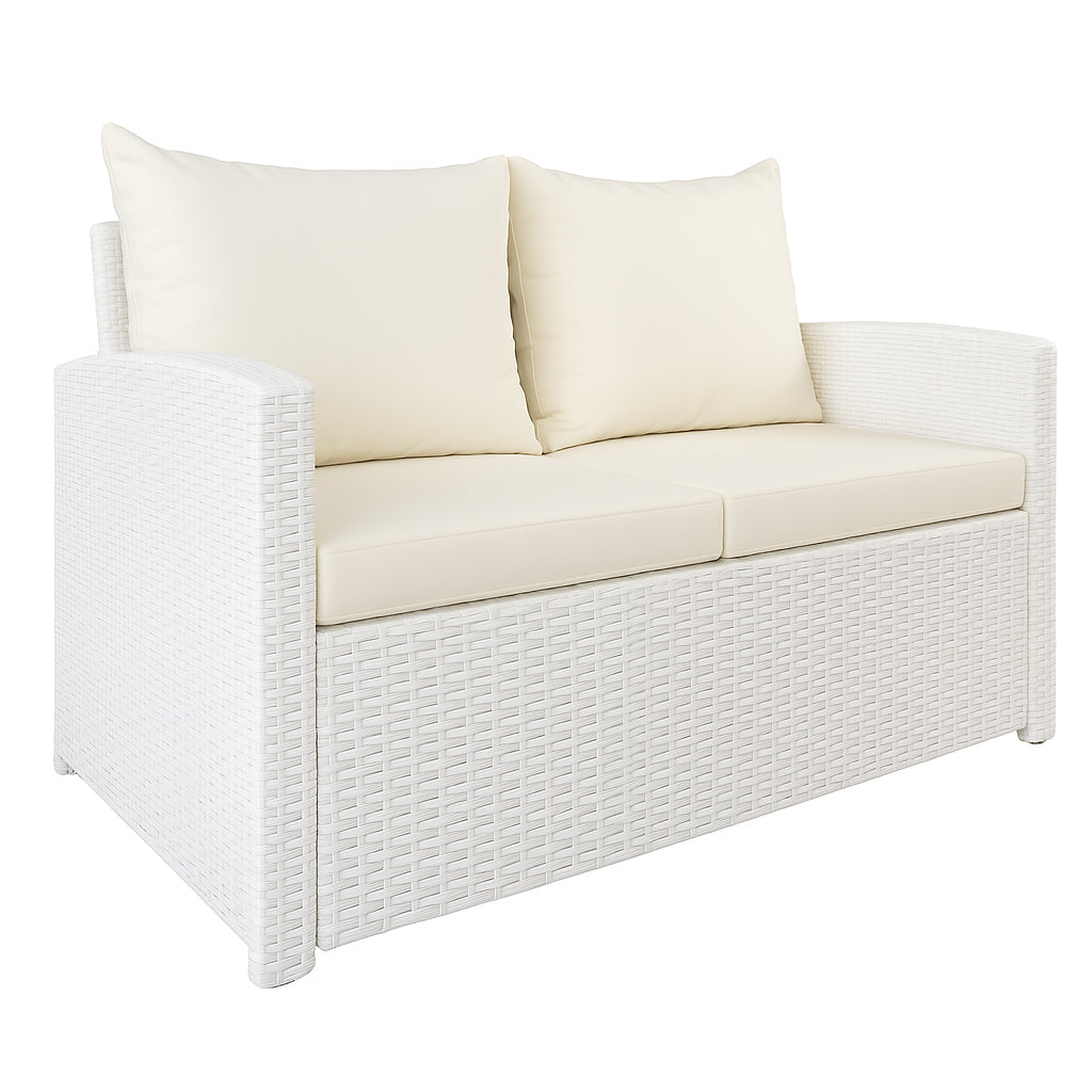 POHJOLA GARDEN Polyrottinki Ulkosohva 2-istuttava, valkoinen/beige, 120x67x74, EMMI